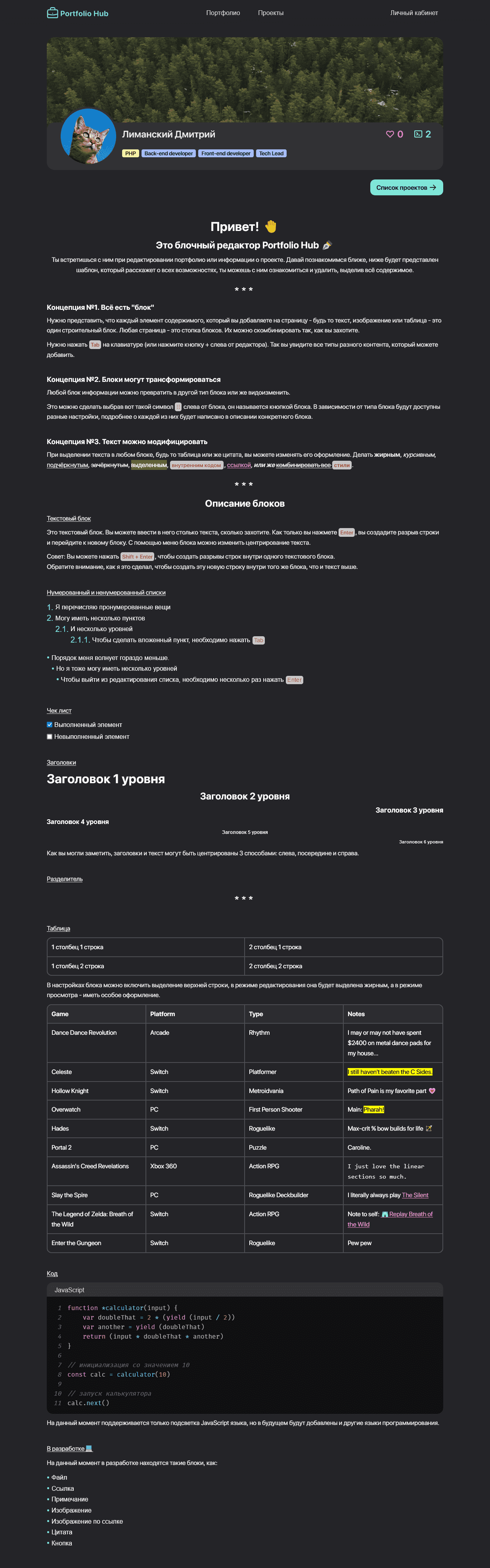 Portfolio Hub